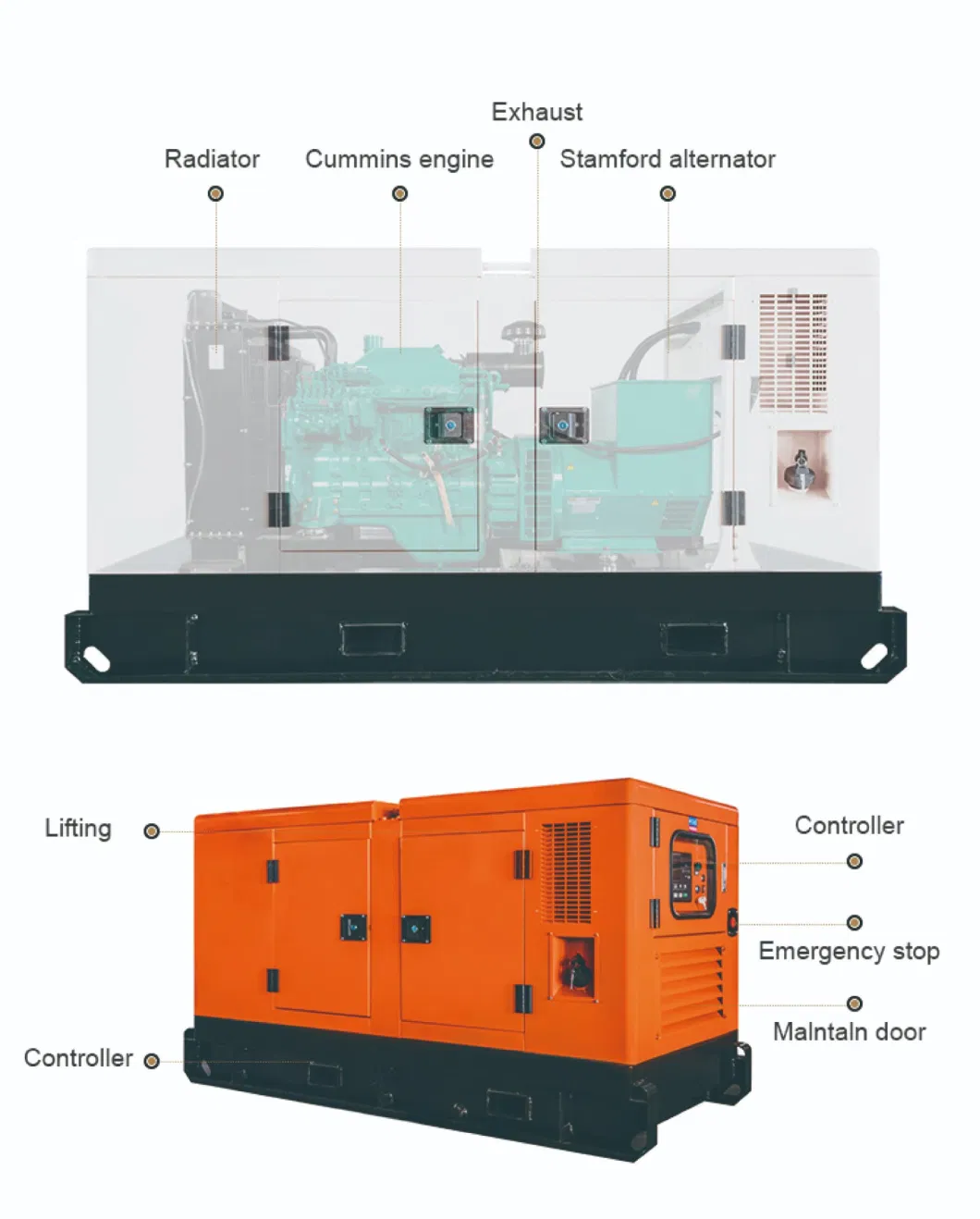 Super Silent Cummins Engine Electric Generator Price List 200-1500kw