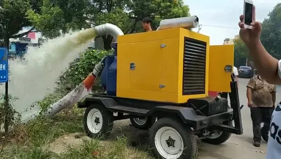 Bomba de aguas residuales autocebante horizontal impulsada por motor diésel montada sobre dos ruedas, bombas de lodos diésel